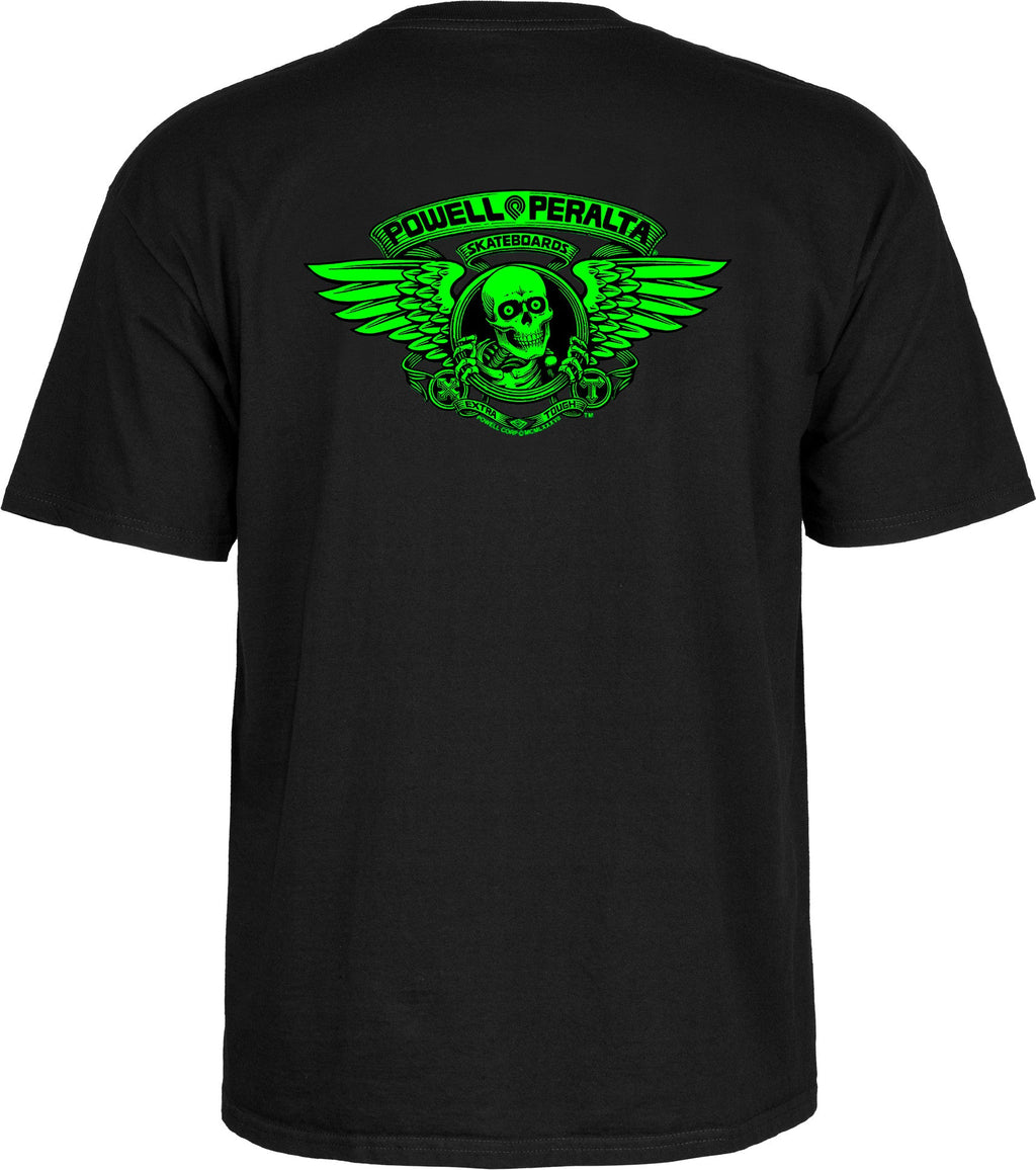 Powell Peralta Winged Ripper T-Shirt - Green Blacklight Black