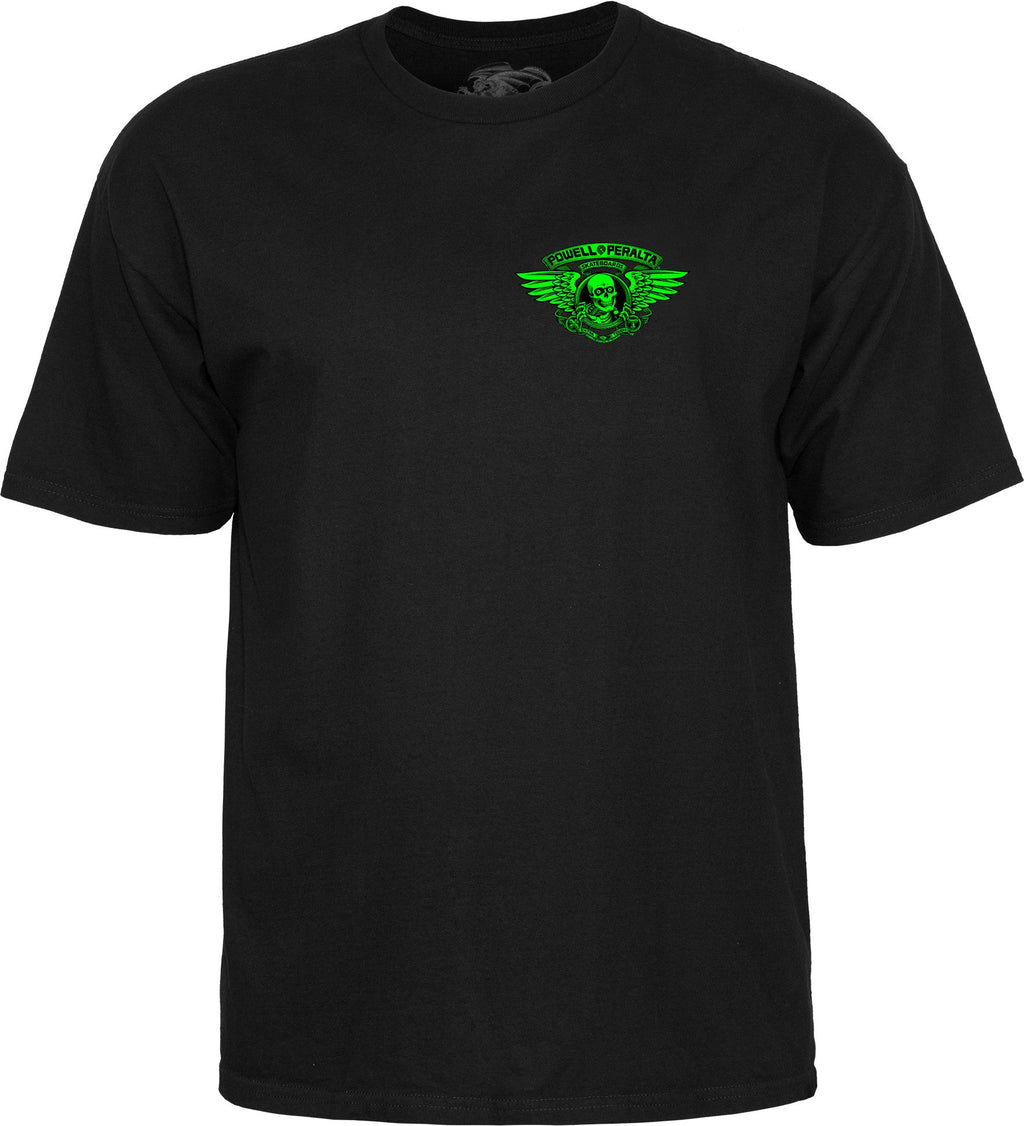 Powell Peralta Winged Ripper T-Shirt - Green Blacklight Black