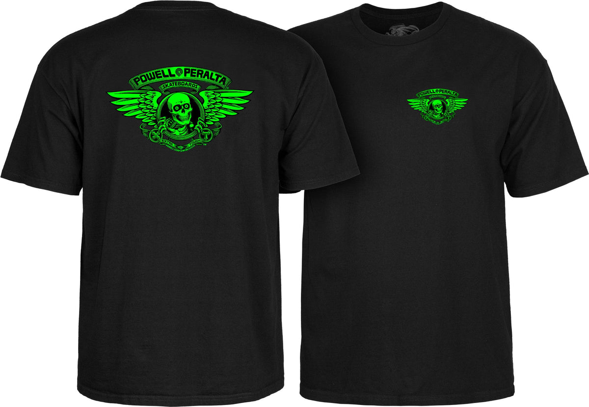 Powell Peralta Winged Ripper T-Shirt - Green Blacklight Black