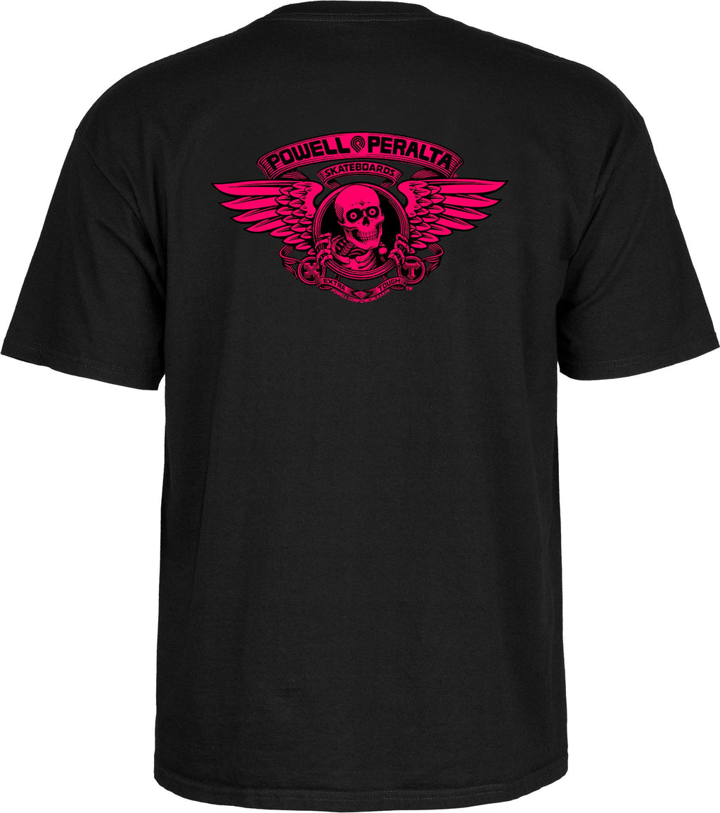 Powell Peralta Winged Ripper T-Shirt - Pink Blacklight Black