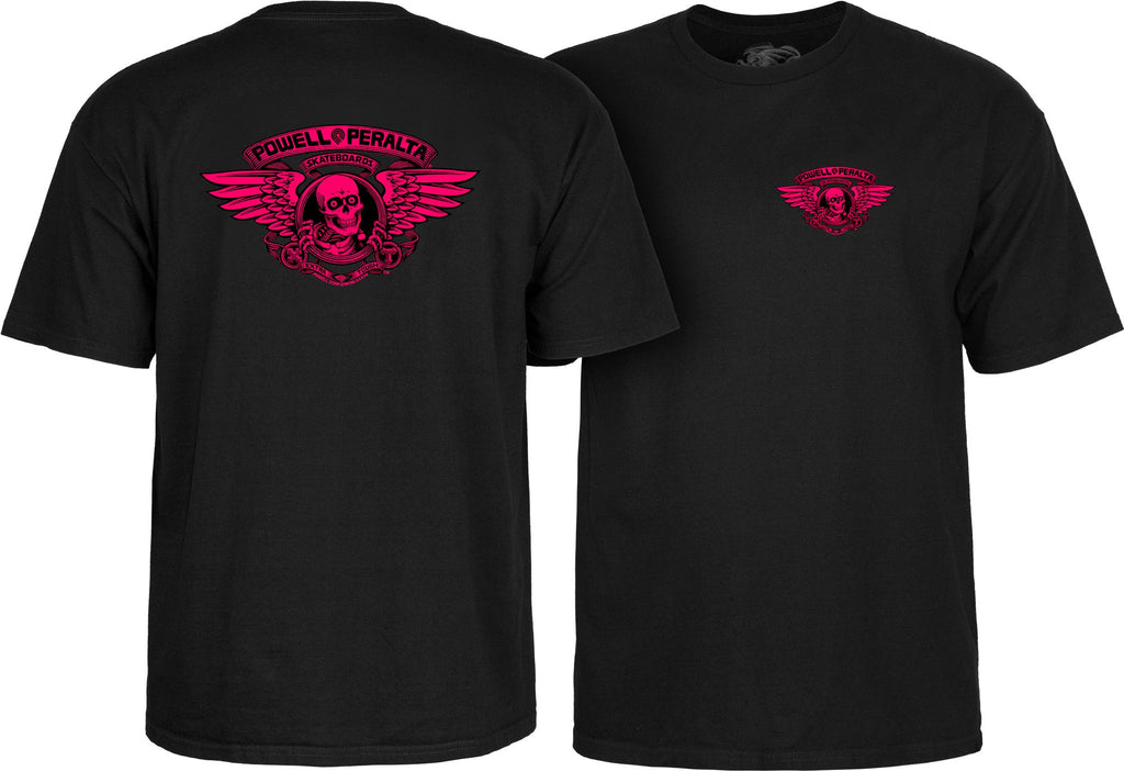 Powell Peralta Winged Ripper T-Shirt - Pink Blacklight Black