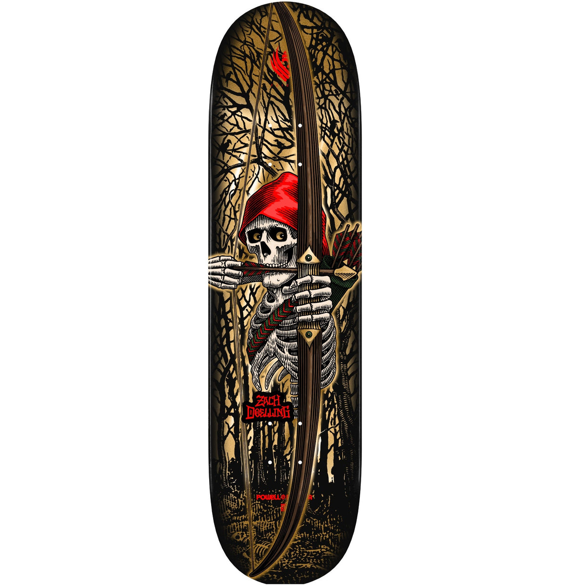 Powell Peralta Pro Zach Doelling Archer Flight Skateboard Deck - 8.30″ Gold Foil