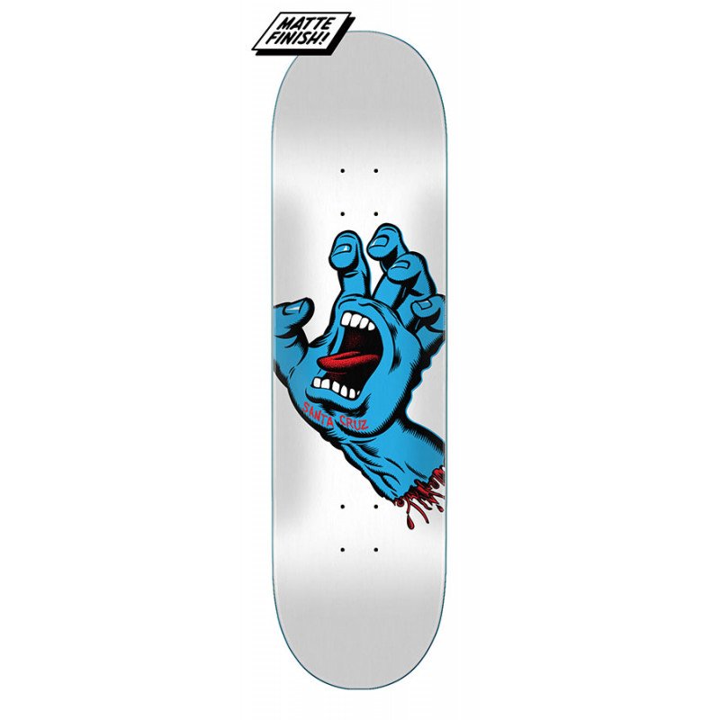 Santa Cruz Screaming Hand Skateboard Deck 8.25" - White/Blue